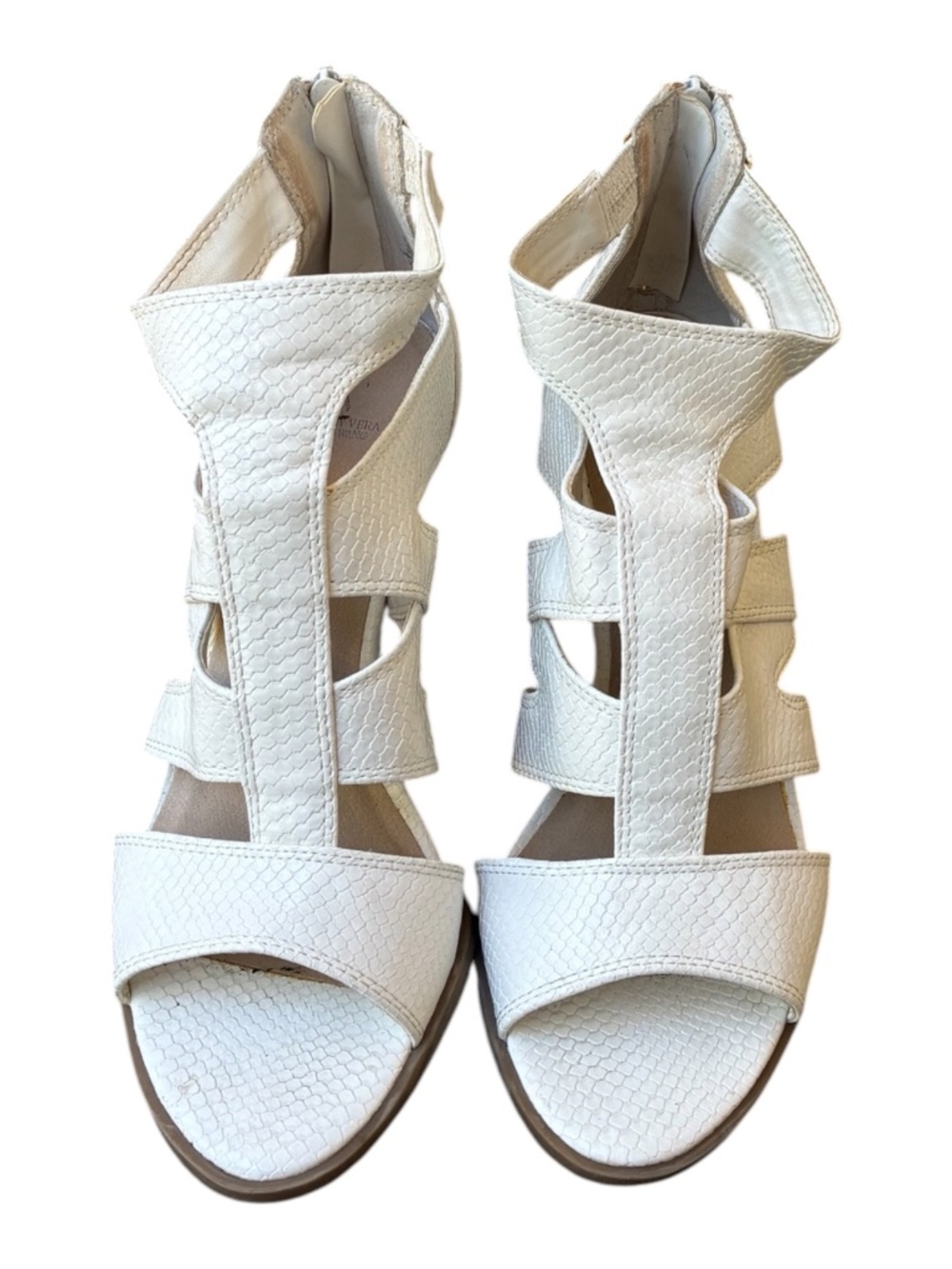 Simply Vera by Vera Wang White Printed High Heel Sandals-Size 8M